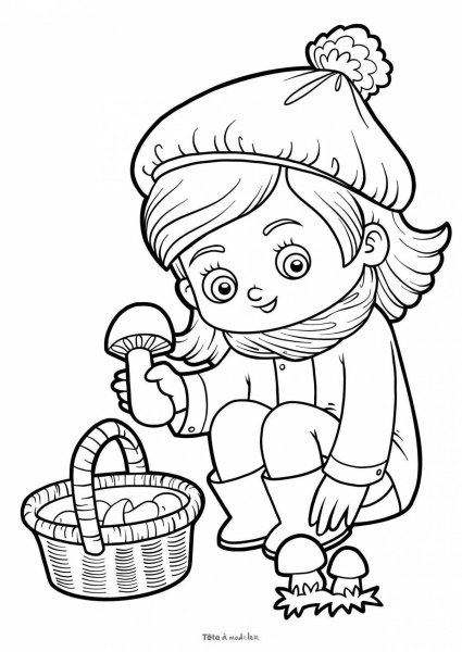 Девочка с корзинкой раскраска