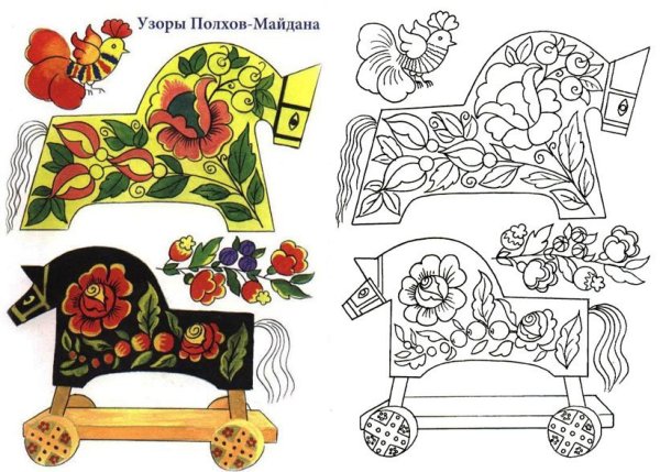 Волховмайданская роспись конь