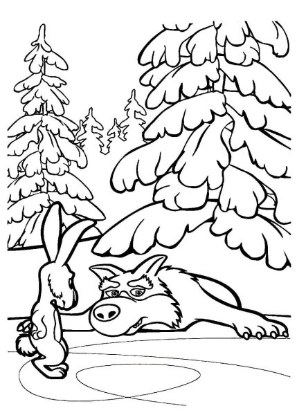 Раскраска лес зимой