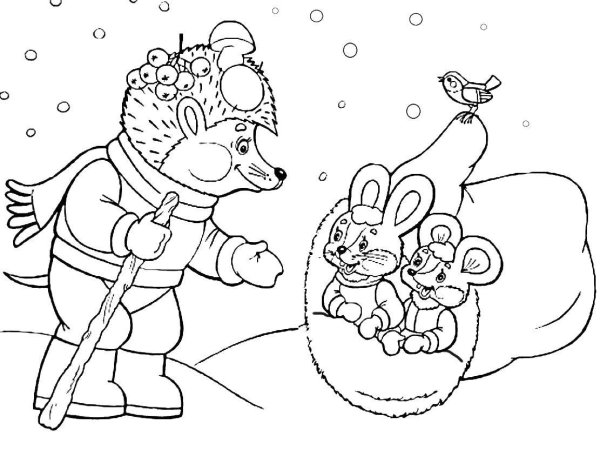 Иллюстрация к сказке рукавичка раскраска