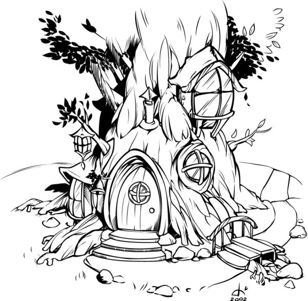 Волшебный домик раскраска