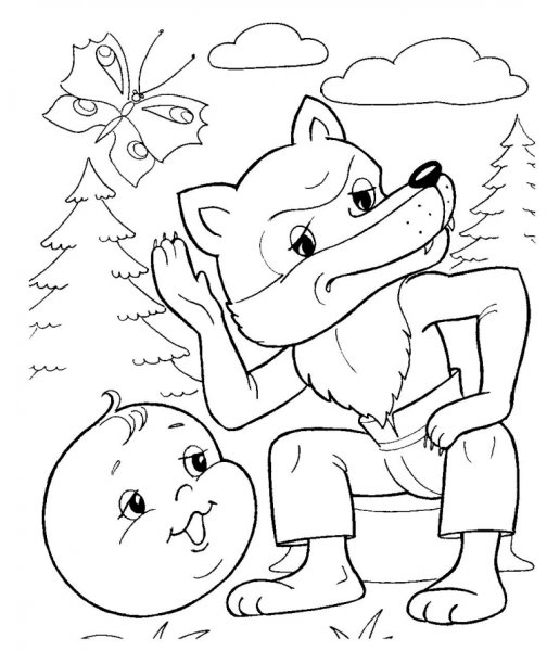 Герои сказки Колобок раскраска