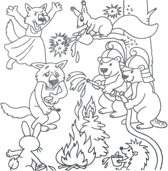 Лесной пожар раскраска для детей