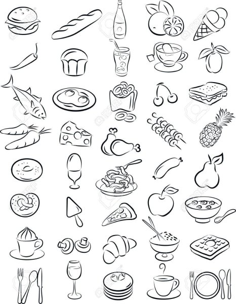 Контурные изображения продуктов питания
