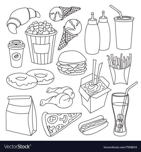 Раскраски не полезная еда и напитки