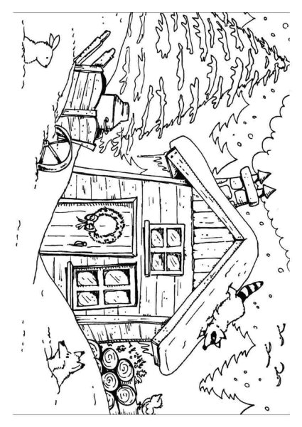 Дом в лесу раскраска