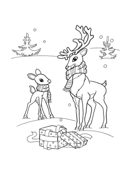 Олень раскраска для детей