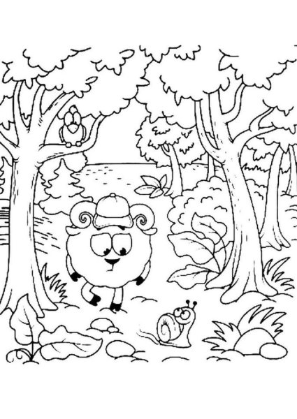 Лес раскраска для детей