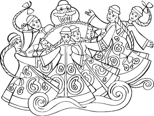 Новогодний хоровод раскраска