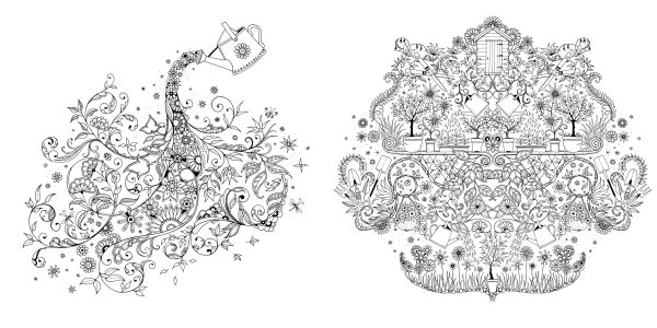Раскраска таинственный сад Джоанна Басфорд