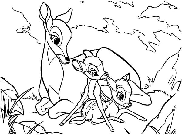 Олененок Бэмби раскраска