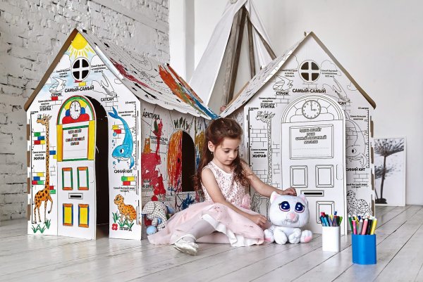 Картонный игровой домик раскраска "твой домик, малыш"