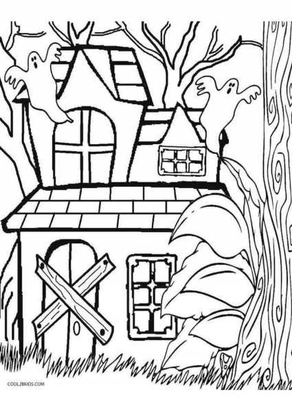 Раскраска заброшенный дом