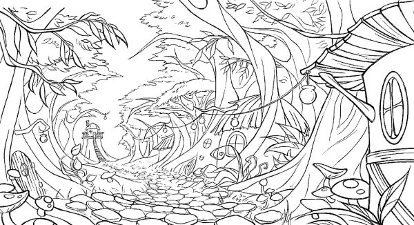 Раскраска "сказочный лес"