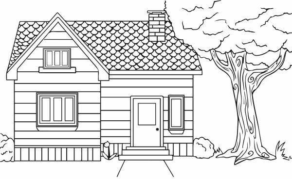 Домик раскраска для детей