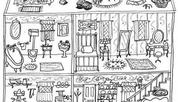 Раскраска домик для кукол