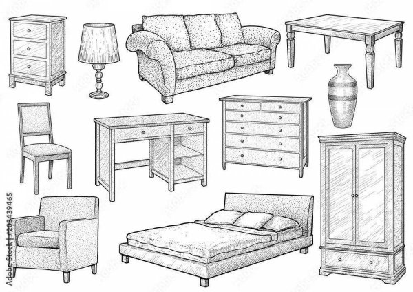 Мебель рисунок карандашом