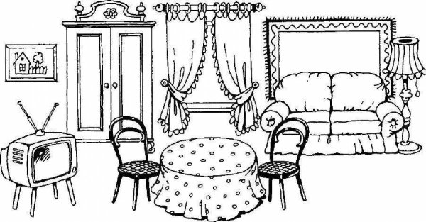 Раскраски по теме мебель для детей