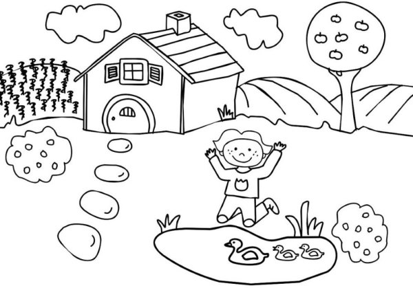 Учитель раскраска на ферме