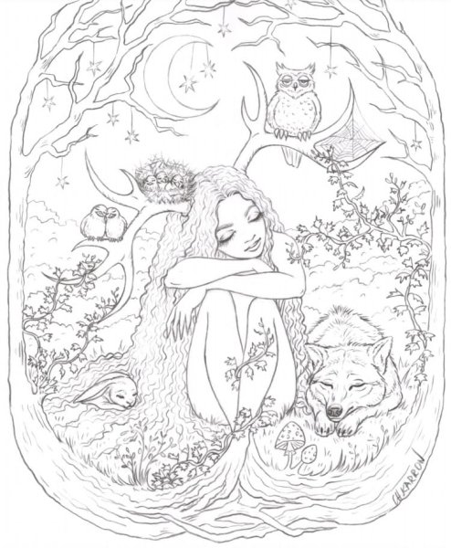 Лесная раскраски сложные