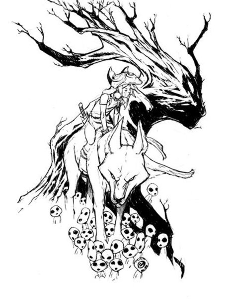 Тату Хаяо Миядзаки принцесса Мононоке