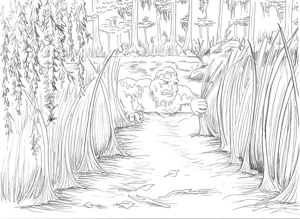 Волшебный лес карандашом
