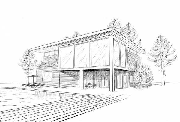 Современный дом рисунок