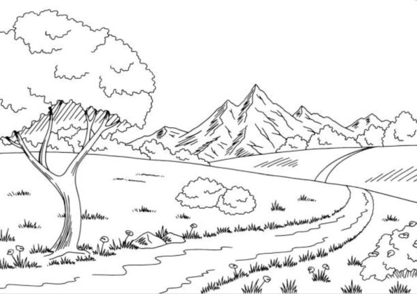 Горный пейзажраскраскка