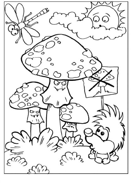 Гриб мухомор раскраска