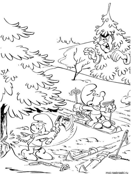 Раскраска зима в лесу