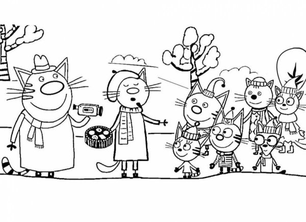 Три кота. Раскраска