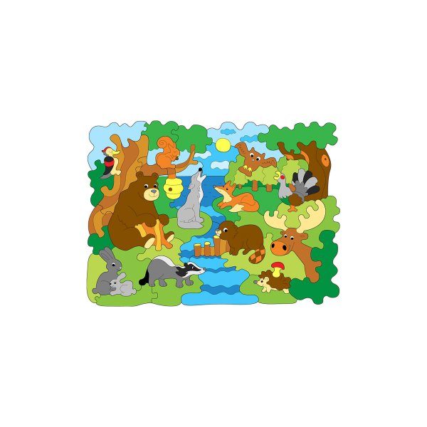 Деревянная мозаика животные