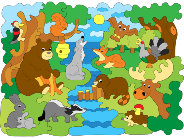 Мозаика из животных деревянных