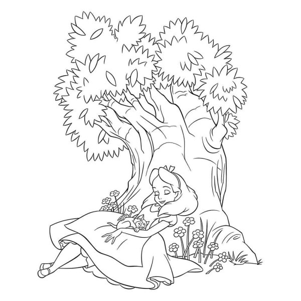 Алиса в стране чудес раскраска