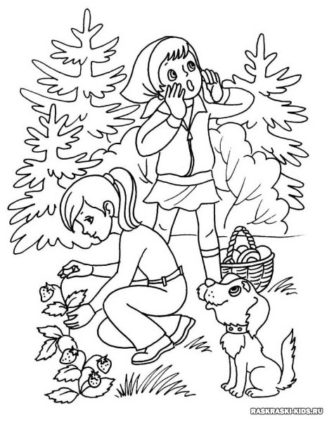 Лес раскраска для детей