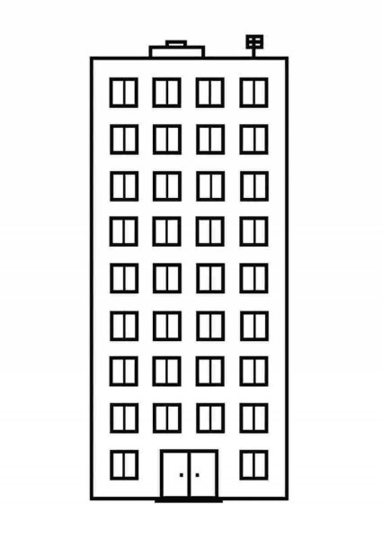 Многоэтажный дом раскраска