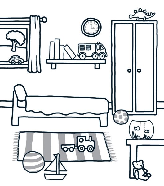 Детская комната раскраска