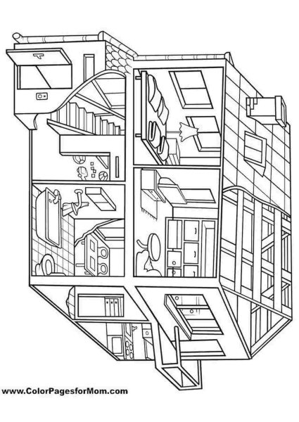 Раскраска внутренний домик