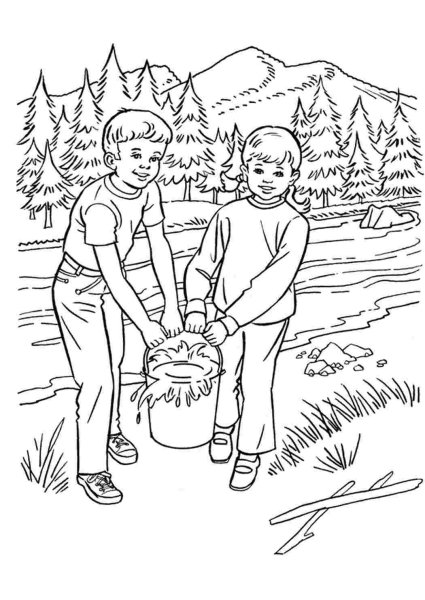 Лес раскраска для детей