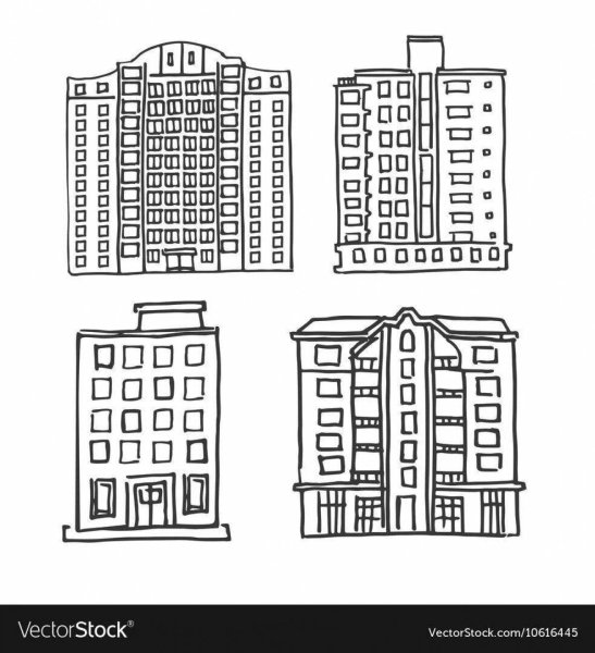 Многоэтажный дом карандашом