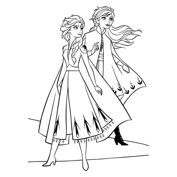 Разукрашку Эльза и Анна Холодное сердце 2