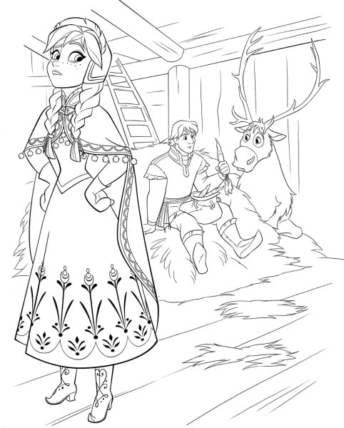 Раскраска Кристов Свен Эльза и Анна