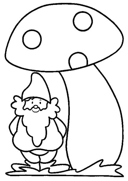 Гномик и грибок раскраска для детей