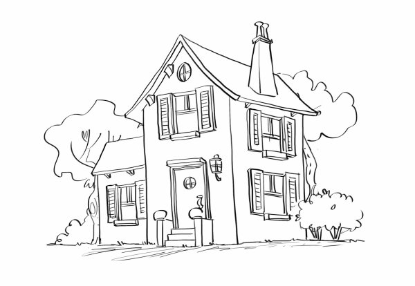 Раскраска. Домики