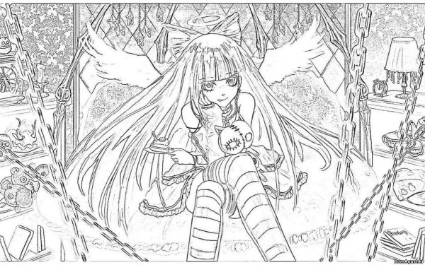 Раскраски новогодние аниме девочки