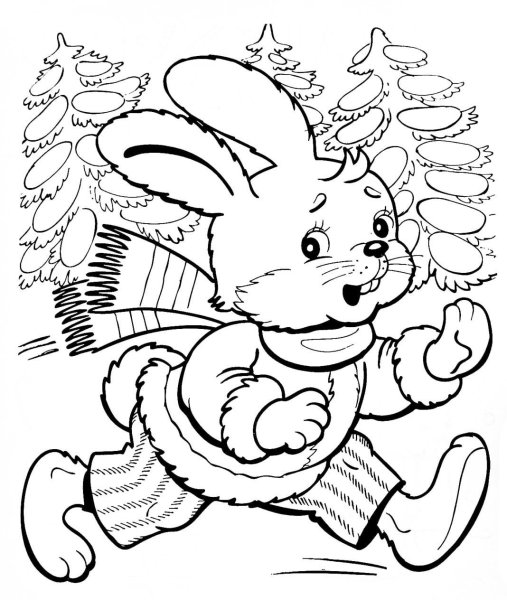 Раскраски по сказке Заюшкина избушка для детей 4-5 лет