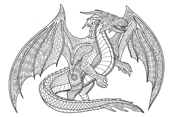 Раскраски антистресс сложные и красивые драконы