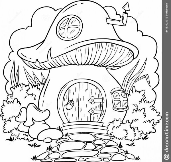 Дом гриб раскраска