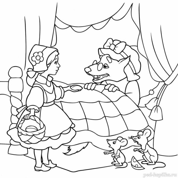 Сказка красная шапочка раскраска