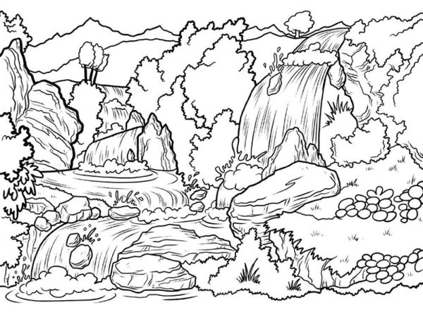 Раскраска пейзаж природы
